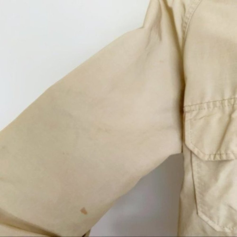 Vintage 80s Woolrich Tan Plaid Flannel Lined Hooded Anorak Utility Jacket Medium - Picture 13 of 16